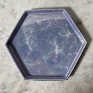 Rare Vintage Chikaramachi Blue Lusterware Hexagon Tea Plate